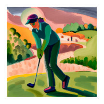 Pintura de mujer golfer - Impresión artística