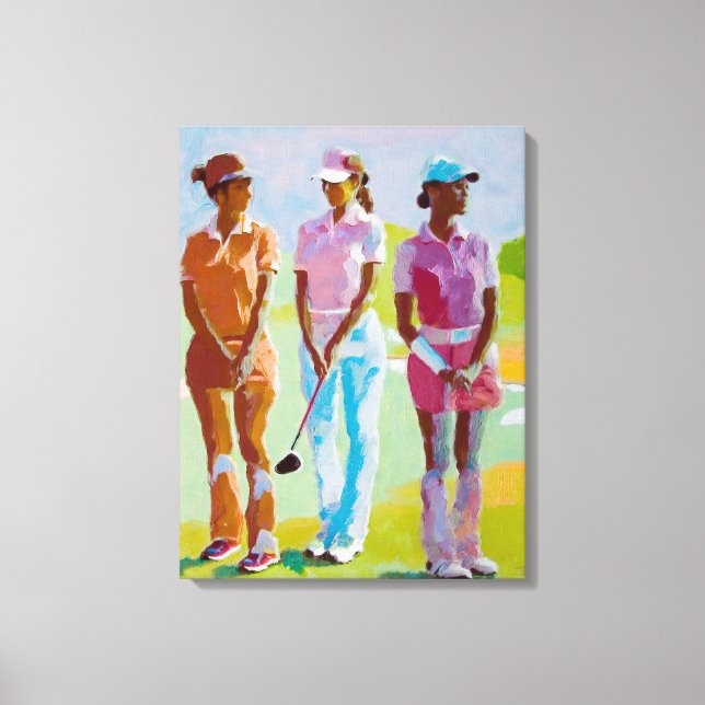 Pintura de mujer golfista - Imprimir arte de tela (Anverso)