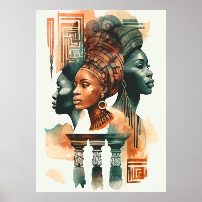 Pintura de mujeres tribales africanas y arte conte (Frente)