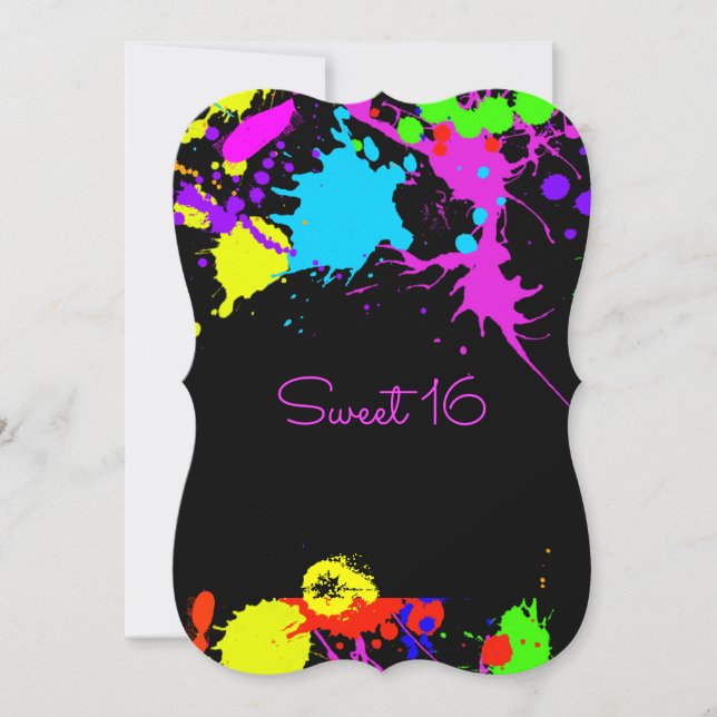 Pintura de neón, Dulces Dieciséis, Invitación a Ba (Anverso)
