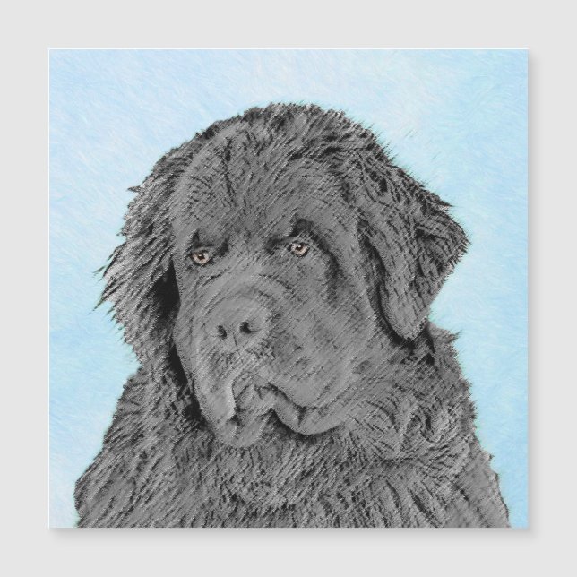 Pintura de Newfoundland - Cute original Dog Art (Anverso)