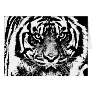 Pintura de ojo de tigre de Borneo, blanco negro, e