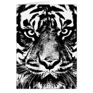 Pintura de ojo de tigre de Borneo, blanco negro, e