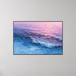Pintura de Olas del Océano Azules y Rosadas – Arte