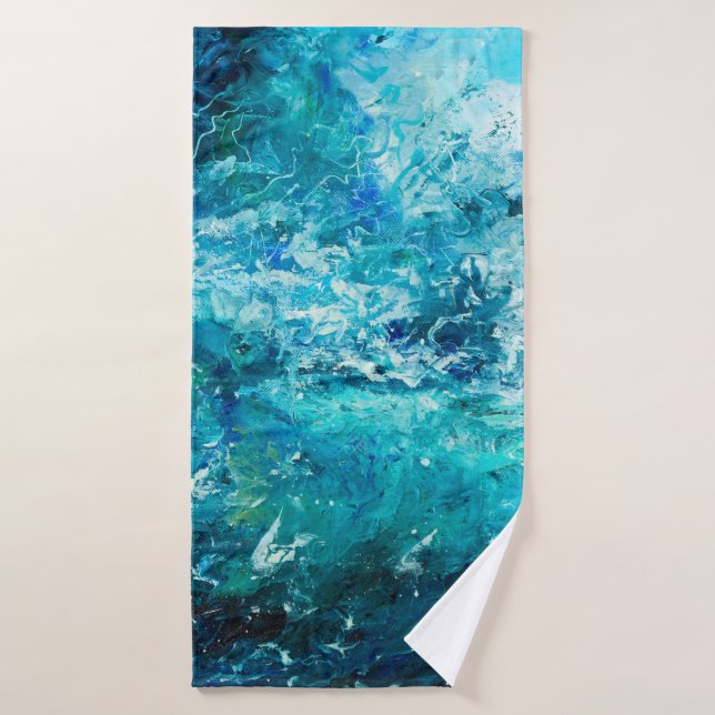  pintura de óleo abstracta que muestra olas en el  (Toalla de baño)
