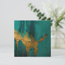 Pintura de oro moderna sobre el Verde azulado