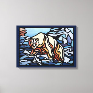 Pintura de oso polar con lienzo de vida silvestre