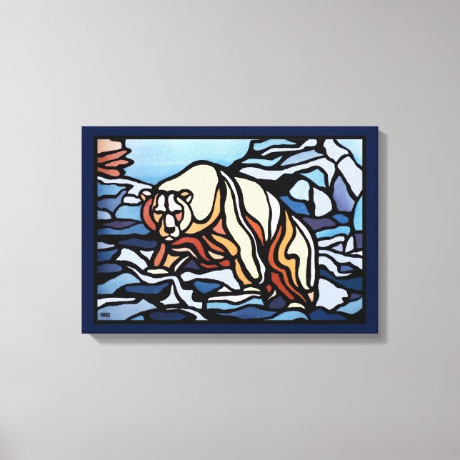 Pintura de oso polar con lienzo de vida silvestre  (Anverso)