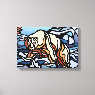 Pintura de oso polar con lienzo de vida silvestre