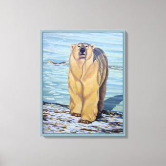Pintura de oso polar con lienzo de vida silvestre