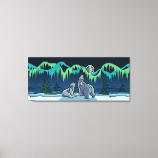 Pintura de oso polar con lienzo de vida silvestre