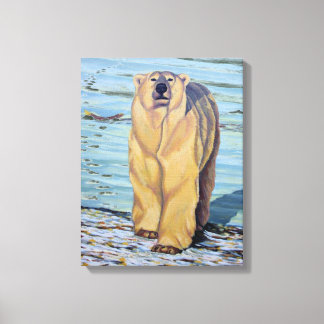 Pintura de oso polar con lienzo de vida silvestre