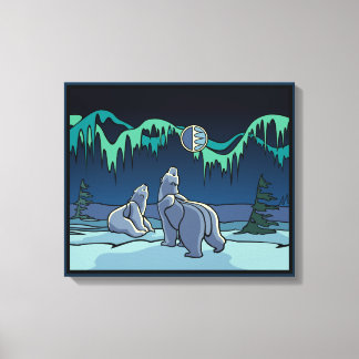 Pintura de oso polar con lienzo de vida silvestre
