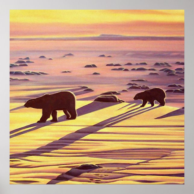 Pintura de oso polar Imprime Poster de arte de oso (Frente)