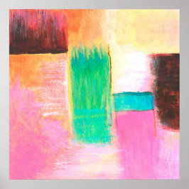 Pintura de paisaje de arte abstracto rosa marrón n