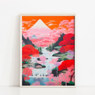 Pintura de paisaje japonés, Arte de pared japonés,