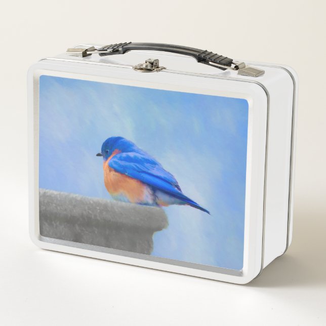 Pintura de pájaro azul - Arte original de aves (Anverso)