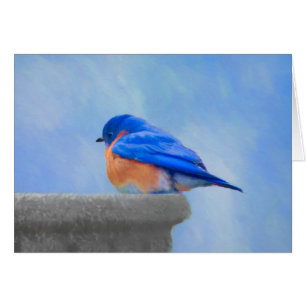 Pintura de pájaro azul - Arte original de aves