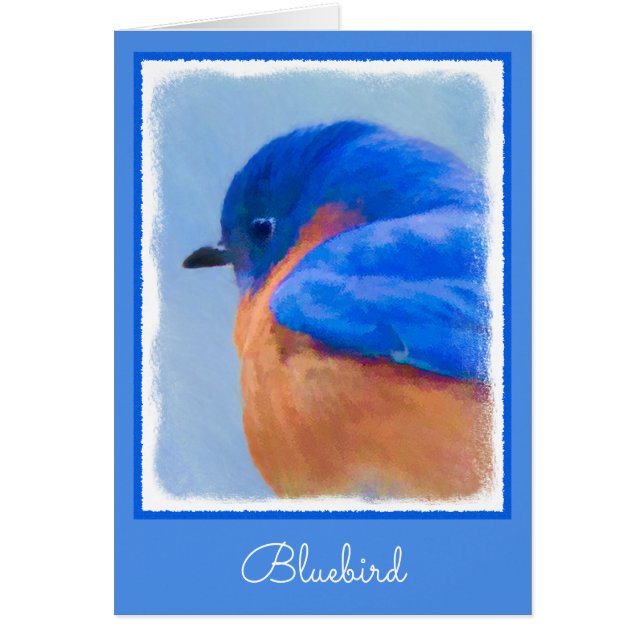 Pintura de pájaro azul - Arte original de aves (Frente)