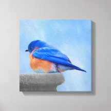 Pintura de pájaro azul - Arte original de aves
