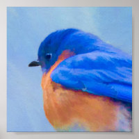 Pintura de pájaro azul - Arte original de aves