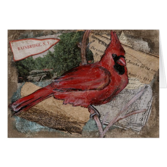 Pintura de pájaro cardinal (Anverso (Horizontal))