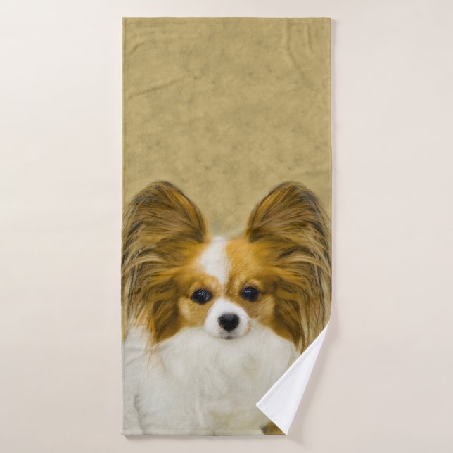 Pintura de Papillon (Hound Tri) - Arte original de (Toalla de baño)