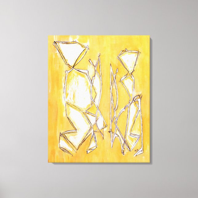 Pintura de pareja de arte con abstracto amarillo d (Anverso)