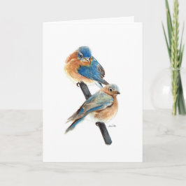 Pintura de pareja de pájaros azules Feliz Cumpleañ