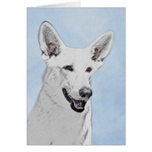 Pintura de pastor blanco - Arte de perro original