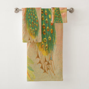 Pintura de pavo real y flores
