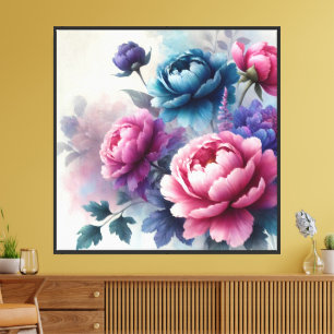 Pintura de peonía florecida Arte floral de pared