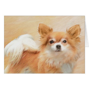 Pintura de perro Chihuahua de pelo largo Arte orig