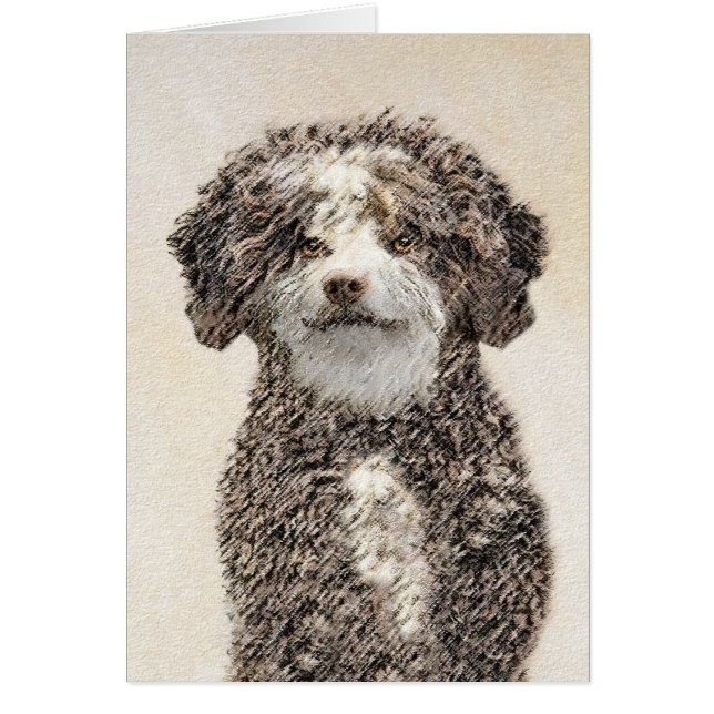 Pintura de Perro de Agua Español - Arte Perro Orig (Frente)