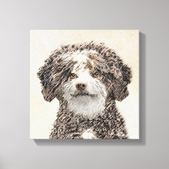 Pintura de Perro de Agua Español - Arte Perro Orig (Anverso)