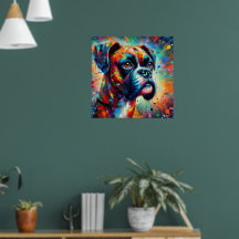 Pintura de perro de arte pop colorista impresionis