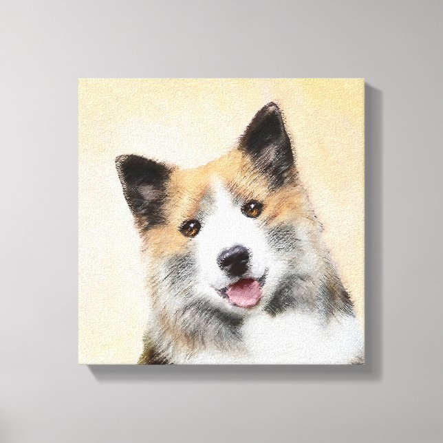 Pintura de perro pastor islandés - Arte original d (Anverso)