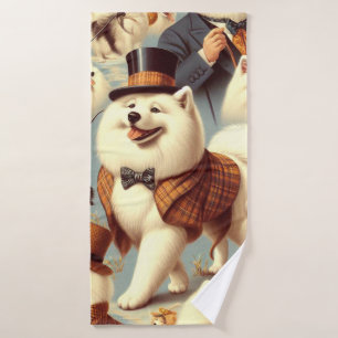 Pintura de perro sin soldadura de vintage Samoyed