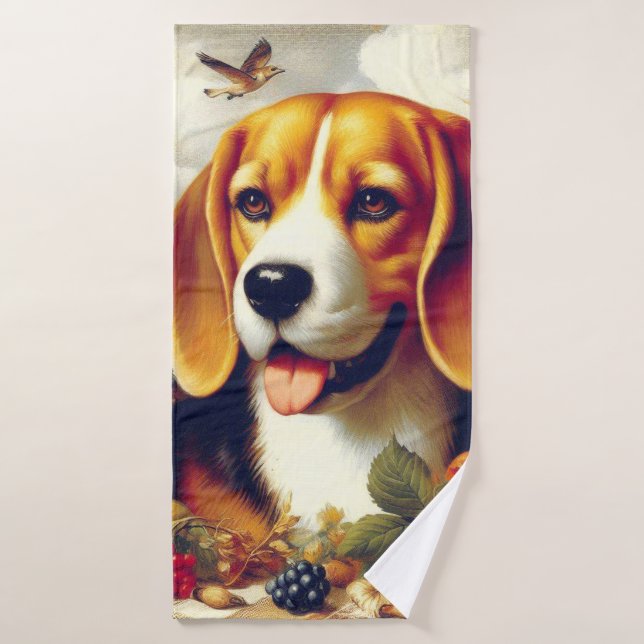 Pintura de pimienta beagle de época (Toalla de baño)