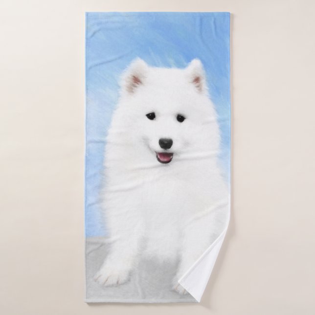 Pintura de pimienta de Samoyed - Arte Perro Origin (Toalla de baño)