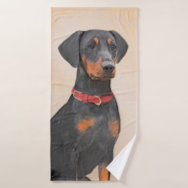 Pintura de Pinscher original de arte animal (Toalla de baño)