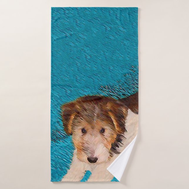 Pintura de pipa de Fox Terrier - Arte Perro Origin (Toalla de baño)