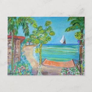 Pintura de playa de El Salvador - Postal