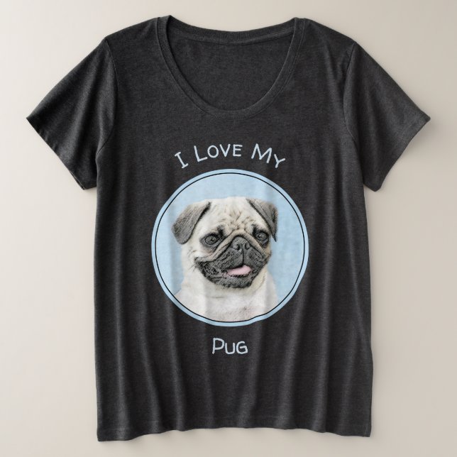 Pintura de pug - Arte de perro original lindo (Anverso del diseño)