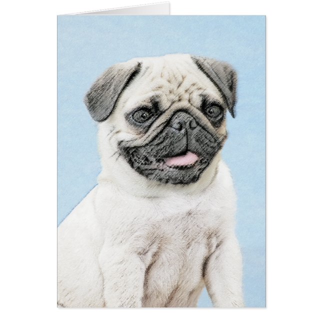 Pintura de pug - Arte de perro original lindo (Frente)