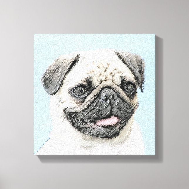 Pintura de pug - Arte de perro original lindo (Anverso)
