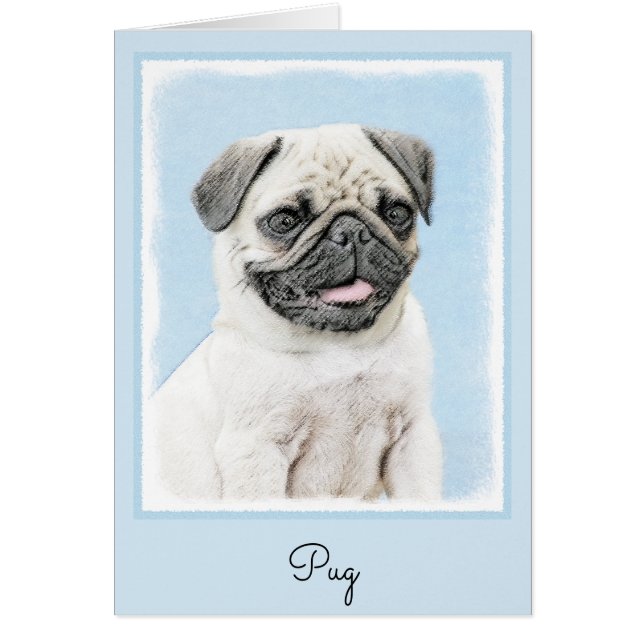 Pintura de pug - Arte de perro original lindo (Frente)
