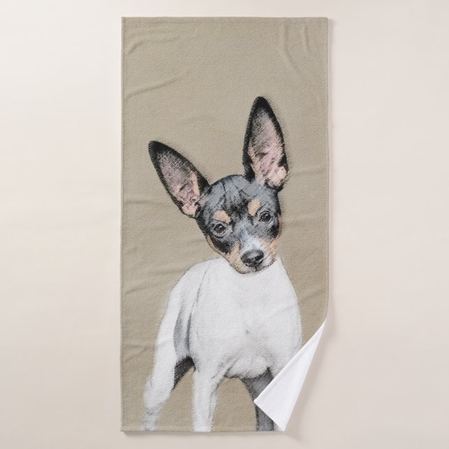 Pintura de Rat Terrier - Arte Perro Original. (Toalla de baño)