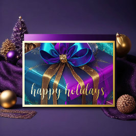 Pintura de regalos de Navidad púrpura azul teal do