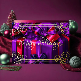 Pintura de regalos de Navidad púrpura burdeos